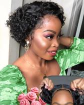 Peruca WBTH Curly Pixie Cut 4X4 HD Lace Human Hair para mulheres