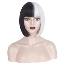 Peruca WeKen Black and White Short Bob para meninas e mulheres