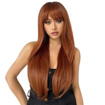 Peruca Wig 100% Orgânica Pode Pranchar Super Natural Lisa Com Franja