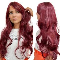 Peruca Wig 100% Orgânica Pode Pranchar Super Natural Ondulada Borgonha