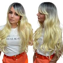 Peruca Wig 100% Orgânica Pode Pranchar Super Natural Ondulada Ombre Hair
