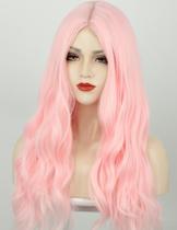 Peruca Wig 100% Orgânica Pode Pranchar Super Natural Ondulada Rosa