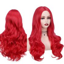 Peruca Wig 100% Orgânica Pode Pranchar Super Natural Ondulada Sem Franja Vermelha