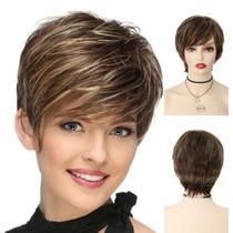 Peruca Wig 100% Orgânica Super Natural Lisa Curta Corte Moderno