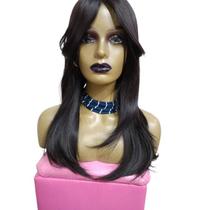 Peruca Wig Biofibra de franja castanho escuro 50 cm