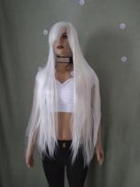 PERUCA, WIG, BRANCA, PLATINADA, LISA, FIBRA PREMIUM, 100CM, franja