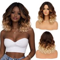 Peruca Wig Curta Corte Moderno Ondulada Sem Franja 40cm