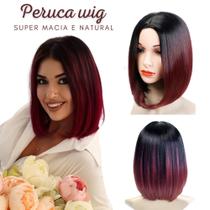 Peruca Wig Curta Ombre Vermelho 100% Orgânica 40cm Peruca Wig Curta Ombre Vermelho 100% Orgânica 40cm
