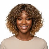 Peruca Wig Diana Sintética 25cm Castanho Escuro/Mel Escuro