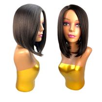 Peruca Wig Fibra Premium Ajustavél Lace Cabelo Liso Curto - Fashion Line