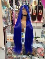 Peruca wig lace wig coloridas 1metro c/ franja lisa cosplay