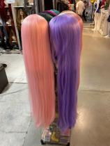 Peruca wig lace wig coloridas 1metro c/ franja lisa cosplay