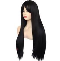 Peruca Wig LIisa Preta Com Franja Organica 60Cm