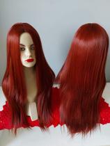 Peruca, wig, lisa, ruiva, ruivo avermelhado, lisa, 70cm