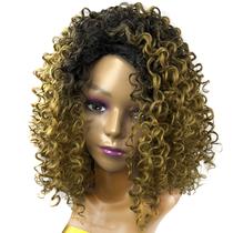 Peruca Wig Modelo Georgia Fibra Premium Cacheada Afro Volumosa - Fashion Line