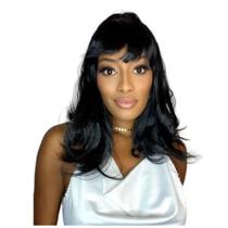 Peruca Wig Normal Lisa Com Franja Reta 40cm Preta