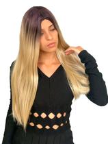 Peruca wig ombre castanha para loiro silk top futura 65cm