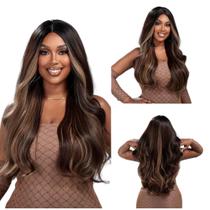 Peruca Wig Orgânica Pode Pranchar Super Natural Ondulada Sem Franja - bhair