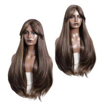 Peruca Wig Orgânica Super Natural Lisa Com Franja 75cm