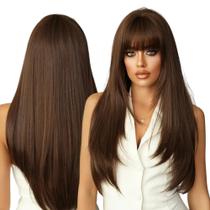 Peruca Wig Orgânica Super Natural Lisa Com Franja 75cm