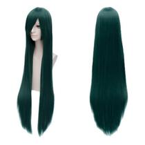 Peruca Wig Super Longa 1 Metro Cosplay Fantasia Verde Escuro