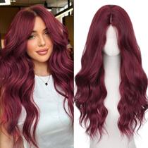 Peruca WIGNEE Long Wavy Vermelha Escura 66cm 300g