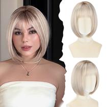 Peruca WIGYY Ash Blonde Bob 30 cm de renda frontal branca