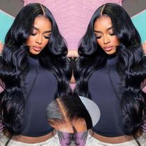 Peruca WZOWZO Wear and Go sem cola, 180% de densidade, 56 cm, cabelo humano