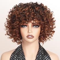 Peruca X-TRESS Short Curly Afro para mulheres negras com franja