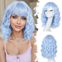Peruca XIXIBI 14" azul claro Bob Wavy com franja sintética Peruca XIXIBI 14" azul claro Bob Wavy com franja sintética