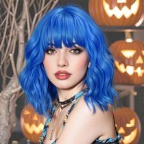 Peruca XIXIBI Blue Bob com franja para mulheres Cosplay Halloween Peruca XIXIBI Blue Bob com franja para mulheres Cosplay Halloween