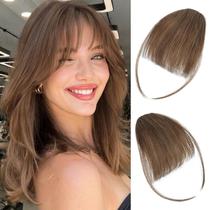 Peruca YOLIN com Presilha Franja Castanho Claro 100% Cabelo Humano