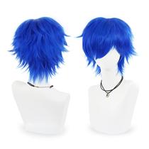 Peruca YSECRETYWIG Blue Anime Cosplay Short para homens e adolescentes