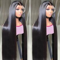 Peruca yuccy, cabelo humano de 40 polegadas, renda reta, frente, 200% de densidade