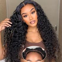 Perucas ACIWP, cabelo humano sem cola, onda profunda, renda frontal, 20"