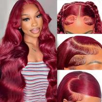 Perucas frontais de renda AIRDOT 99J Burgundy Human Hair 66cm 180%