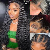 Perucas frontais de renda Ali Bling Deep Wave Human Hair 60cm Perucas frontais de renda Ali Bling Deep Wave Human Hair 60cm