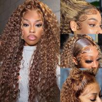 Perucas frontais de renda bangjazz Deep Wave Human Hair 16" P4/27 Perucas frontais de renda bangjazz Deep Wave Human Hair 16" P4/27