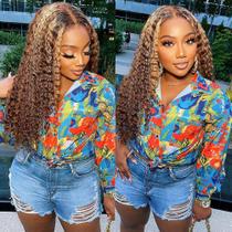 Perucas frontais de renda bangjazz Deep Wave Human Hair 24" P4/27 Perucas frontais de renda bangjazz Deep Wave Human Hair 24" P4/27