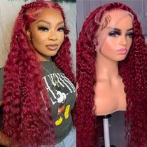 Perucas frontais de renda Bugtum 99J Burgundy Human Hair 66cm Perucas frontais de renda Bugtum 99J Burgundy Human Hair 66cm