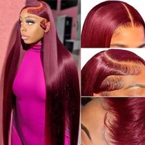 Perucas frontais de renda BungioL 30cm Burgundy 99J Human Hair Perucas frontais de renda BungioL 30cm Burgundy 99J Human Hair