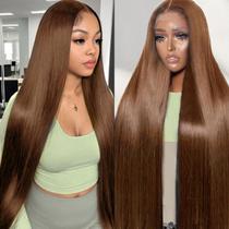Perucas frontais de renda Cypha Chocolate Brown Straight Human Hair Perucas frontais de renda Cypha Chocolate Brown Straight Human Hair