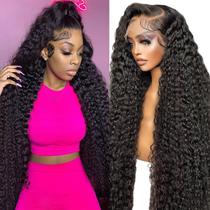 Perucas frontais de renda Deep Wave Chsxc 32cm Cabelo humano 200% de densidade Perucas frontais de renda Deep Wave Chsxc 32cm Cabelo humano 200% de densidade