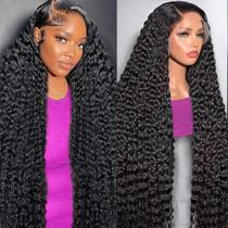 Perucas frontais de renda FCUFCU Deep Wave 30" Cabelo humano com 200% de densidade