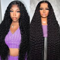 Perucas frontais de renda FIRIEYA Deep Wave 26" Cabelo humano com 200% de densidade