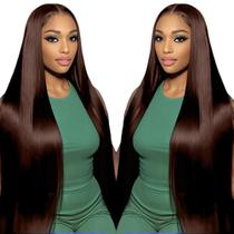 Perucas frontais de renda FUTGK, castanho chocolate, cabelo humano liso