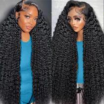Perucas frontais de renda FZJNB Deep Wave 76 cm Cabelo humano 200% de densidade