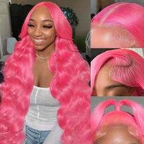 Perucas frontais de renda GHYK Pink Human Hair Body Wave 76cm 200% Perucas frontais de renda GHYK Pink Human Hair Body Wave 76cm 200%