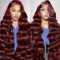 Perucas frontais de renda GOFWARD 99m Burgundy Wave 22" 200% de densidade