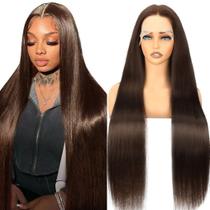 Perucas frontais de renda HALERP Cabelo humano castanho chocolate 200% de densidade Perucas frontais de renda HALERP Cabelo humano castanho chocolate 200% de densidade